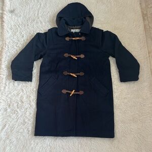 L.L. Bean Vintage Duffle Navy Blue Wool Toggle Coat Women’s 10